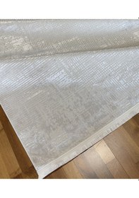 Resim Elvey Home Krem-saten İnce Sık Dokuma Parlak Yüzey Kaymaz Taban Özel Ölçü Salon Koridor Halısı Yolluk Krem 