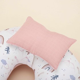 Resim Emzirme Yastığı - Çift Taraflı - Pudra Muslin - Pastel Gökkuşağı 