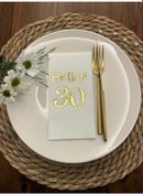 Resim Gold Yaldızlı Beyaz Hello Otuz Yaş Peçete 16 Adet 