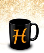 Resim yhfoto H Harfli Siyah Kupa Bardak - Letter H Black Mug - Cup 