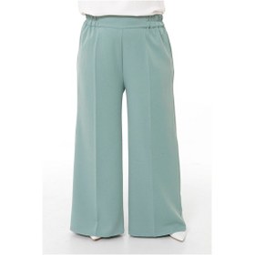 Resim Büyük Beden Beli Yandan Ve Arkadan Lastikli Mint Yeşili Pantolon 