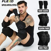 Resim FLEXO 3'ü 1 arada Spor Koruma Ekipmanı - Diz Kılıfları, Dirsek Kılıfları ve El Sarımları ile Geliştirilmiş Yastıklama, Dinamik Esnek Kumaş, Dans, Eğitim, Bahçe İşleri, Zemin Çalışmaları, Basketbol, Darbe Emici Zırh, Dayanıklı Tüm Gün Kullanım 6 adet/4 adet/2 adet 