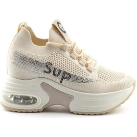Resim Guja 24y300-3 Kadın Gizli Dolgu Yüksek Air Tabanlı Örme Sneaker Spor Taşlı Ayakkabı 