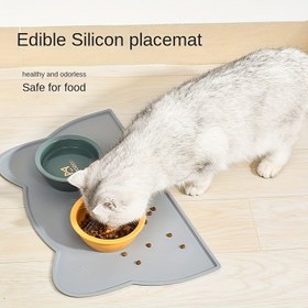 Resim Köpekler ve Kediler İçin Pet Besleme Matı, İnce Silikon Su Geçirmez Kedi Maması Matı Yükseltilmiş Kenarlı Kedi Kase Mat, Kedi Servis Altlığı 