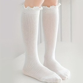 Resim 1 Çift Beyaz Ayak Bileği Çorabı - Polyester ve Spandeks Karışımı, Düğmeli Uç, Dantel Kenar, Öğrenciler ve Bale Sevdalıları için Tüm Mevsimler Konforu, Sevimli Çoraplar, Bale Çorapları, Dayanıklı Çorap Malzemesi 