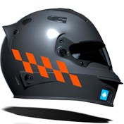 Resim Alev Turuncusu Damalı Kask Motosiklet Sticker Takımı Çınar Extreme 
