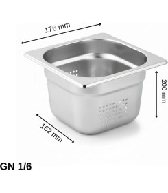 Resim Üret Çelik Üret Delikli Gastronom Küvet Gn 1/6 200 mm 3.4 Lt 