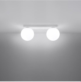 Resim Rsylight Metal Modern Beyaz Opal Camlı Tavan Plofyoner 2 Li Tavan Avize Beyaz 