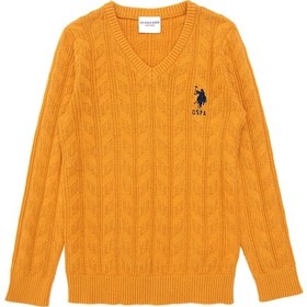 Resim U.S. Polo Assn. Erkek Çocuk Hardal Basic V Yaka Kazak 50293535-VR072 