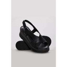 Resim Fast Step Hakiki Deri Kadın Dolgu Topuk Sandalet 621ZA1405 