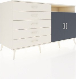 Resim Kronos Konsol 2 Raflı 5 Çekmeceli 2 Kapaklı 176x59x99 Aytaşı-antr Aytaşı-antrasit/aytaşı 