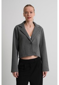 Resim Alexander Gardi Alexandergardı Astarsız Crop Blazer Ceket Koyugri 