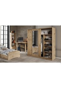 Resim Samira Modern Genç Odası Takımı Meşe - 5 Parçalı Ve Tamamı 1. Kal 