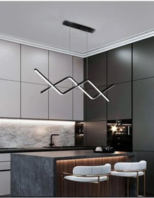 Resim Modavize Victoria Modern Tasarım Yatak Odası - Salon - Mutfak Yemek Masası Siyah Renk Beyaz Ledli 2 Li Avize 