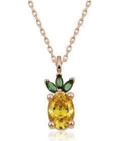 Resim Gumush Gümüş Rose Ananas Figür Meyve Kolye 