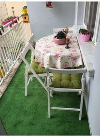 Resim Yeşil Protokol Halı Özel Kesim Kaymaz Tabanlı Balkon Halısı (427038973) 