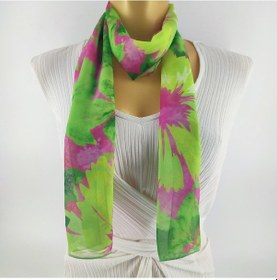 Resim Paredora Floral Zümrüt Pembe Uzun Fular Çok Renkli 