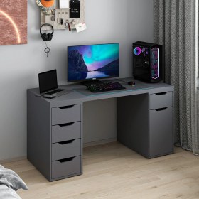 Resim Alen 150 cm 5 Çekmeceli Dolaplı Çalışma & Oyuncu Masası - Antrasit 