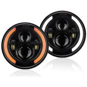 Resim 12v/24v Motosiklet Araba Farı 7 İnç Yuvarlak Led Sürüş Lambası Far, 7 İnç Jeep Wrangler İçin Uygun, Retro Dönüş Sinyali 