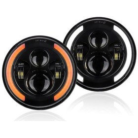 Resim 12v/24v Motosiklet Araba Farı 7 İnç Yuvarlak Led Sürüş Lambası Far, 7 İnç Jeep Wrangler İçin Uygun, Retro Dönüş Sinyali 