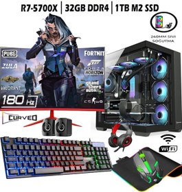 Resim Apphirex Rebirth X87 R7-5700X 32 GB 1 TB M.2 RX580 8 GB 24'' W10P Masaüstü Oyuncu Bilgisayarı 