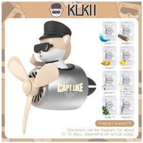 Resim Bear Pilot Araba Hava Temizleyici Aroması Köpek Havalandırma Parfüm Difüzörü Aroması Khaki Shibaınu 1 Piece Set 