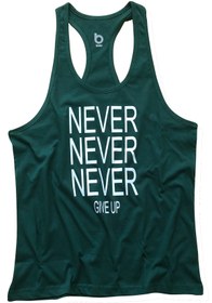 Resim BLUU Erkek Yeşil Renk Fitness Gym Tank Top Sporcu Atleti Nevernever 