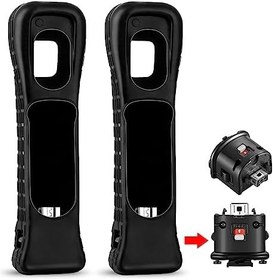 Resim Nintendo Wii Uzaktan Kumanda için 2 Motion Plus Ek ve 2 Silikon Kılıf, Wii Motion Plus Adaptör Sensörü Hızlandırıcı Değiştirme (Siyah) 