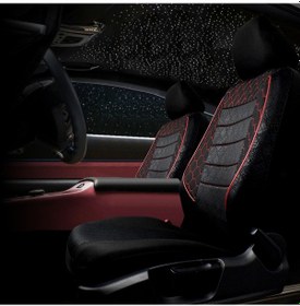 Resim Gof Plus Serisi Universal Oto Koltuk Kılıfı Siyah-Kırmızı Dikişli 