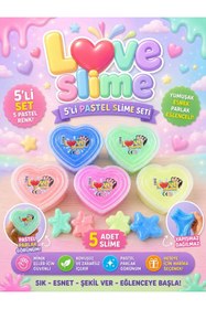 Resim ümit toys Love Slime Pastel 5’li Set - Parlak Şeffaf Yumuşak Esnek Slime Oyuncak 
