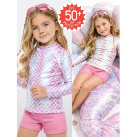 Resim Denokids Uv Korumalı Kız Çocuk Mayo T-Shirt Uvp+50 Faktör Koruma Uzun Kollu Denizkızı 
