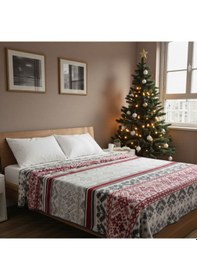 Resim Lüks Yıl Başı Desenli Battaniye . Çift Taraflı Yumuşak Şık 180 230 Boyutunda Çok Renkli 