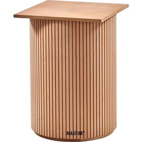 Resim Masifart Opito Geniş Çizgili Ayak Cilasız Ham Ahşap 