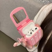 Resim Sanrio Hello Kitty Aynalı ve Süslü Kılıf - Retro Cep Telefon Tasarımı AirPods 1/2/3/4 & Pro/Pro2 için (Kızlar İçin Taşınabilir Makyaj Hediyesi) 