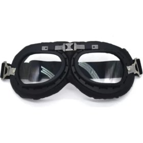 Resim Ebakbak Motosiklet Gözlük Chopper ve Scooter Retro,cafer Racer, Bobber Tarz Lastikli Motor Gözlüğü Siyah 