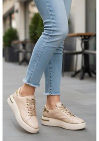 Resim Aspor Bej Bağcıklı Kadın Sneaker Çok Renkli 