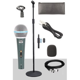Resim Lastvoice LV-680STM Kablolu Dinamik Mikrofon Seti (Boy Stand Cüzdan Çift Kablo Sünger Tutacak) 