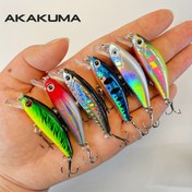 Resim AKAKUMA 6.7g Ultra Uzun Menzilli Minnow Balıkçılık Yemi - Gerçekçi Balık Tasarımı ile Batan Yem, Karışık Renkler (Kırmızı, Mavi, Yeşil, Sarı, Siyah), Tatlısu Balıkçılığı için Üçlü Kanca (Göz Rengi Değişebilir), Balıkçılık Yemi 