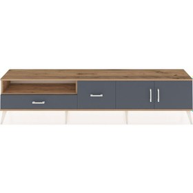 Resim Arges Tv Ünitesi 2 Raflı 2 Çekmeceli 2 Kapaklı 220x30x51 Çam-antrasit Antrasıt/antrasıt - Atlas Çam 