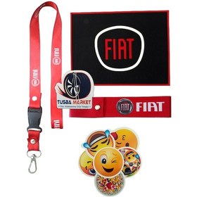 Resim Fiat Logolu Torpido Üstü Kaydırmaz Ped & Araç Oto Ayna Askı İpi & Tampon Çeki İpi 