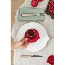 Resim UltraMint Şık 28 Parça Bone Nar Kahvaltı Takımı, 6 Kişilik Set 