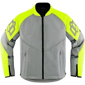 Resim Icon Mesh Af Korumalı Motosiklet Montu Gri Sarı 