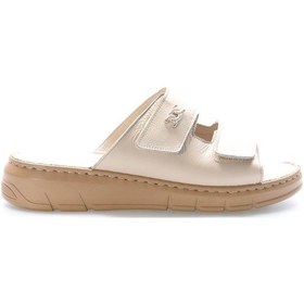 Resim Hakiki Deri Kadın Dolgu Topuk Terlik 621za1099 Bej 