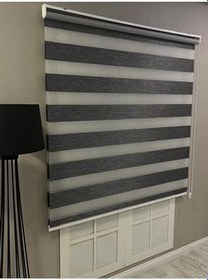 Resim Delüks Zebra Stor Perde Geniş Plise, Antrasit Gri, 110 x 200 
