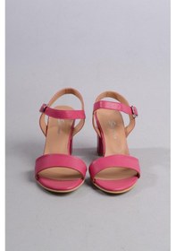 Resim Seç 0032 Hakiki Deri Tek Bant Sandalet Topuk Boyu 8,5cm Fuşya - 37 Fuşya 