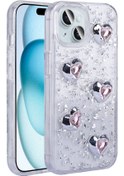 Resim İphone Uyumlu 13 Kılıf Airbagli Simli Arka Yüzey Hgea Işıltı Silikon Kapak - Beyaz-kalp N/a 