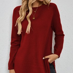 Resim Kadınların Zarif Uzun Kollu Kazak - Bol Kesim Yuvarlak Yaka Kazak, Bağcıklı Detay, Orta Esneklikli Tüm Mevsim Rahat Şık Üst, İşe Giderken ve Şehir Stili İçin, Düz Renk Çok Yönlü Gardırop Temeli, Kazak, Günlük Konfor, Minimalist Tasarım, Rahat Giyim, Dayanıklı Örgü, Ofis Kıyafeti, Yumuşak Dokulu, Şık Kadın 