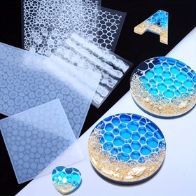 Resim 7 ADET Reçine Kalıpları Su Dalgalanma Doku Silikon Kalıpları Polimer Kil Kalıpları Hücre Yapımı DIY Okyanus Reçine Sanat Takı El Sanatları Kolye Kolye Yapımı (Şeffaf) 