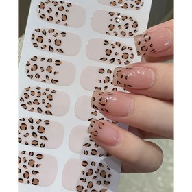 Resim 16 Adet Kamuflaj Leopar Desenli Tırnak Sticker'ı, Parlak Kaplama, Parıltılı Süsleme, Kendinden Yapışkanlı Plastik Tırnak Sanatı Çıkartmaları, Tek Kullanımlık, Oval Şekil, Tırnak Süslemesi İçin Alkolsüz 
