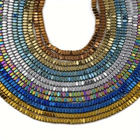 Resim 180 Adet Çok Renkli Dikdörtgen Hematit Boncuk 4x2mm, DIY Takı Yapımı, El Yapımı Bileklik, Kolye, Küpe Aksesuarları İçin Doğal Taş Boncuk Çeşitleri 